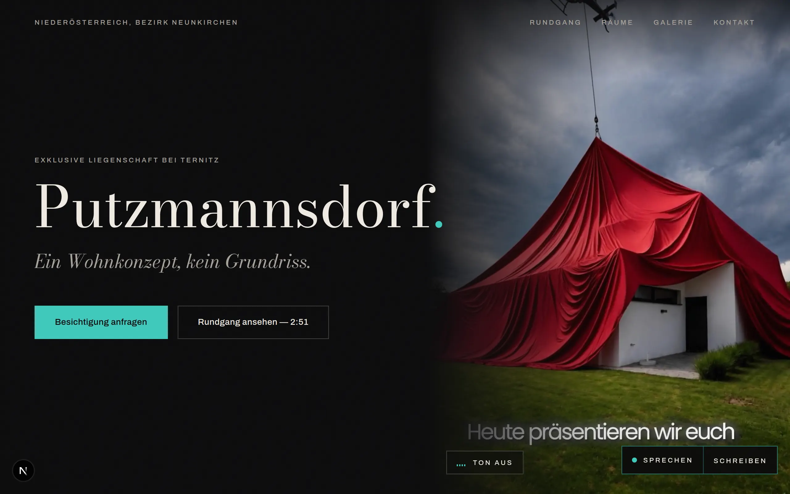 Raumkapitel der Objektseite mit großformatigem Foto und Beschreibung